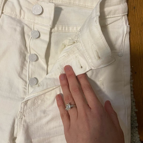 MOTHER denim tomcat ankle jeans, white with distressing, size 24 - Picture 3 of 7